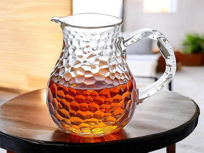 WOONO Japanese Hammered Borosilicate Glass Tea Pitcher 450ml - Heat-Resistant Gongfu Cha Fair Cup