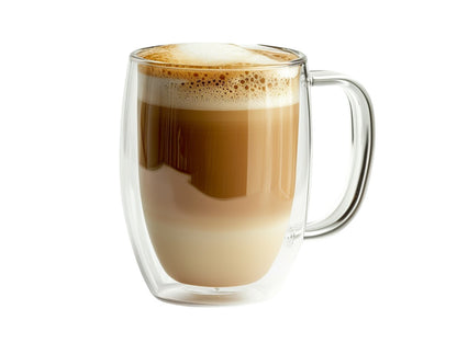 WOONO Minimalist Double-Wall Insulated Coffee Glass 350ml - Heat-Resistant Borosilicate Espresso Mug