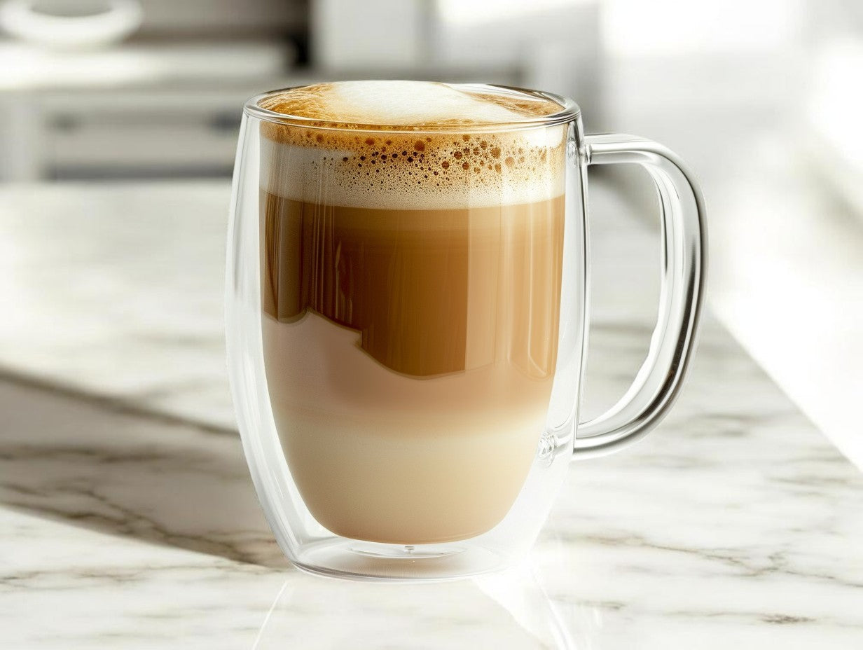 WOONO Minimalist Double-Wall Insulated Coffee Glass 350ml - Heat-Resistant Borosilicate Espresso Mug